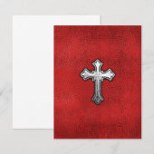 Metal Cross on Red Leather (Front/Back)