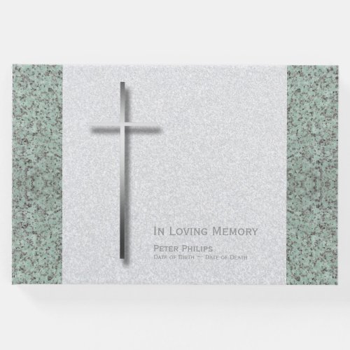 Metal Cross Stone 1 Funeral Memorial Guest Book