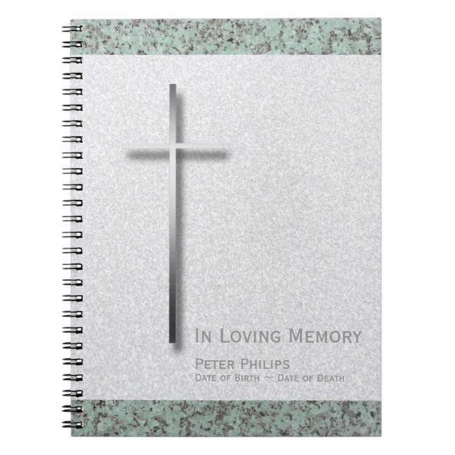 Metal Cross Stone 1 Funeral Memorial Sp Guest Book (Front)