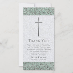 Metal Cross Stone 1 Funeral Thank You Photo Card