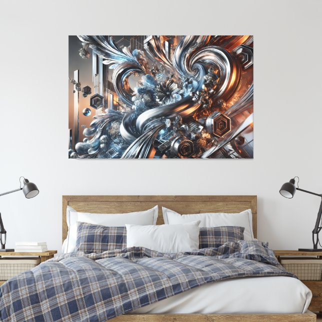 Metal currents canvas print (Insitu(Bedroom))
