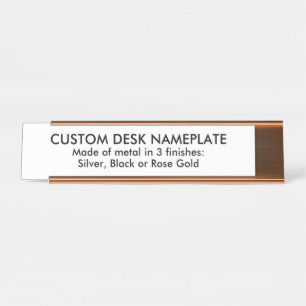 Metal Custom Desk Nameplate: Rose Gold Finish Name Plate