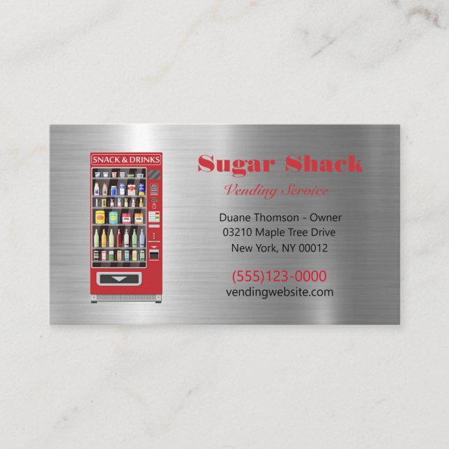 Metal Design Food Snack Vendor Vending Service Business Card (Front)