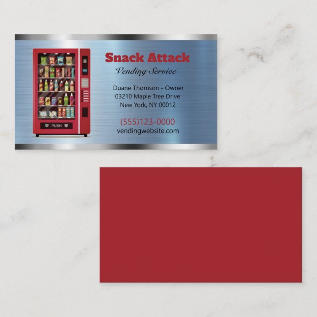 Metal Design Food Snack Vendor Vending Service Business Card (Front/Back)