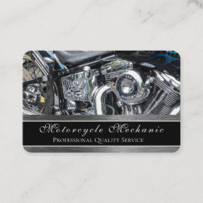 Metal Design Motorcycle Engine Mechanic Service Business Card