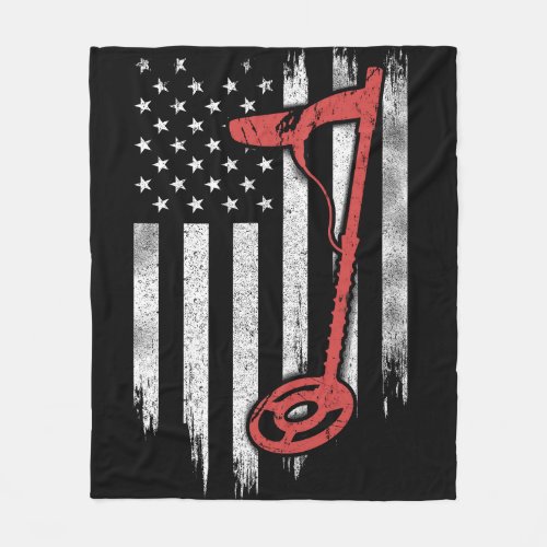 Metal Detecting American Flag Fleece Blanket