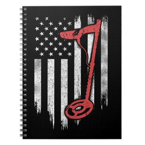 Metal Detecting American Flag Notebook