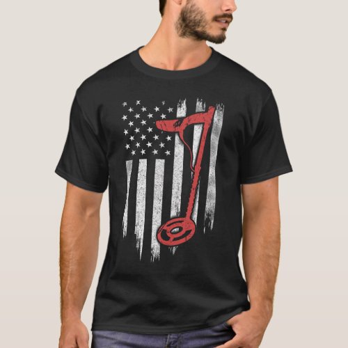 Metal Detecting American Flag T_Shirt