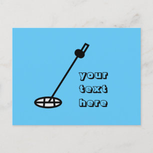 metal detecting detector, custom text postcard