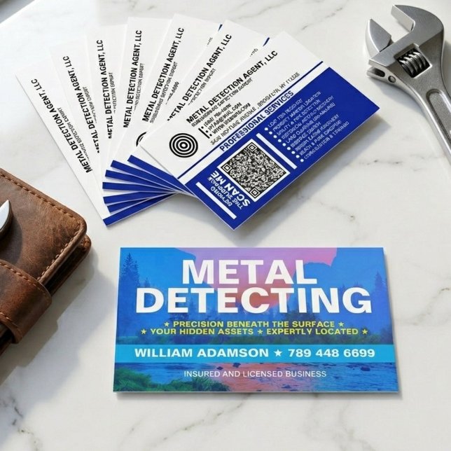 Metal Detecting / Detector (Treasure Relic Hunter) Business Card (Relic Treasure Hunter Coins Nails Business Cards)