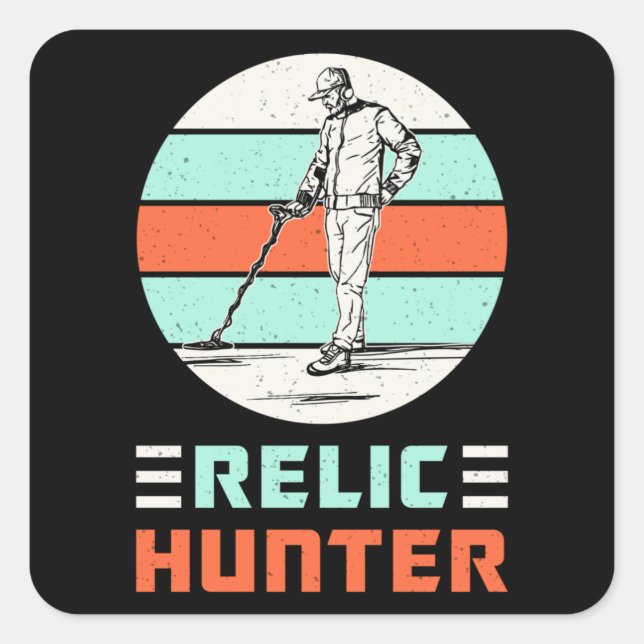 Metal Detecting Detectorist Retro Funny Gift Idea Square Sticker (Front)