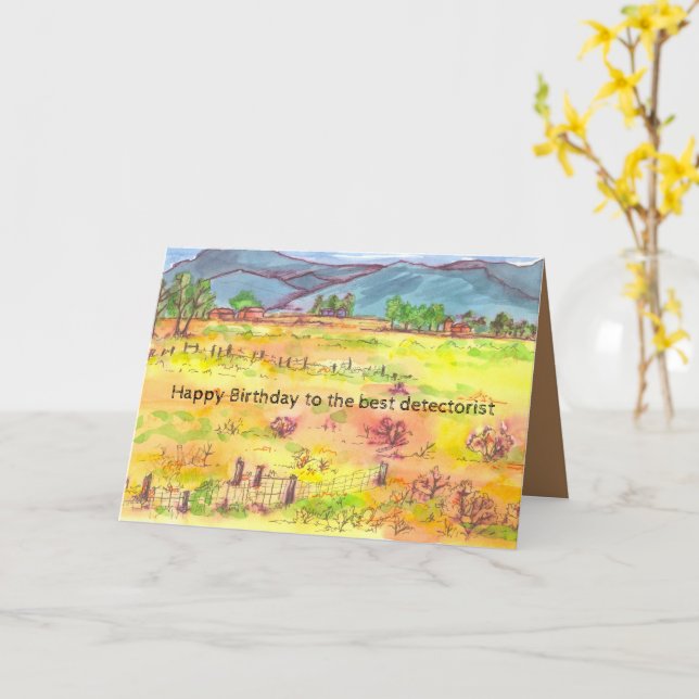 Metal Detecting Happy Birthday Treasure Hunting Card (Yellow Flower)