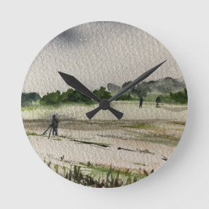 Metal Detecting In The Fields Round Clock