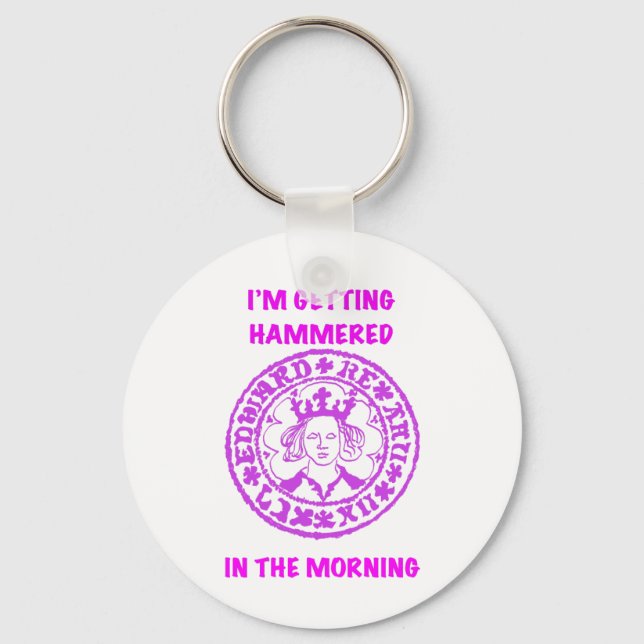 Metal Detecting Pink Hammered Coin Keychain (Front)