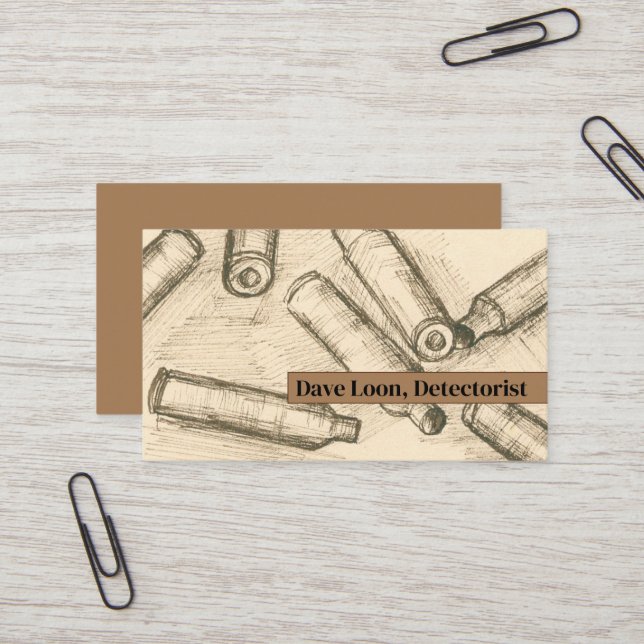 Metal Detecting Relic Hunter Bullet Casing Art Business Card (Front/Back In Situ)