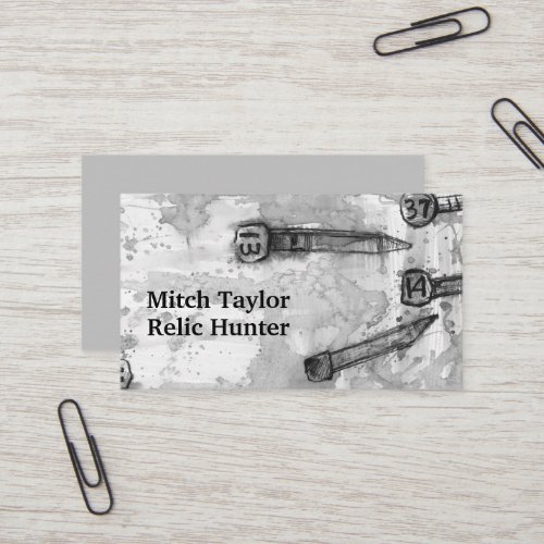 Metal Detecting Relic Square Railroad Date Nails Business Card