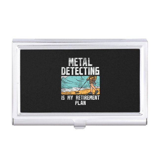 Metal Detecting Retirement Business Card Case (Front)