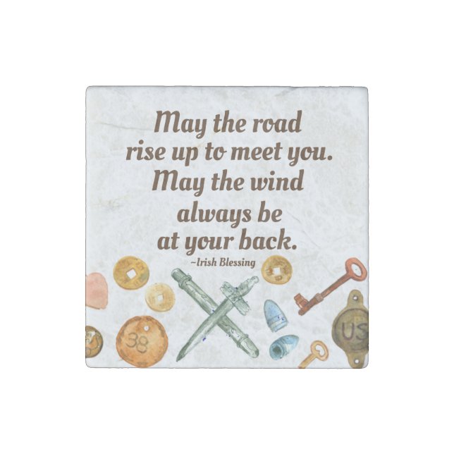 Metal Detecting Treasures Irish Blessing Stone Magnet (Front)