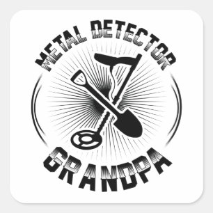 Metal Detector Grandpa   Treasure Hunter Gondolas Square Sticker