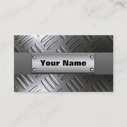 Customizable Metal Diamond Plate Business Cards