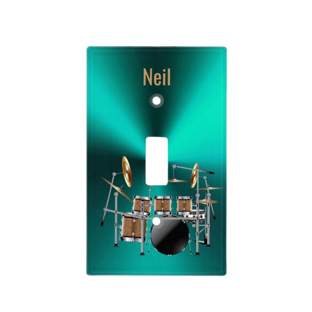 Metal Drum Set Personalized Light Switch Cover (Front)
