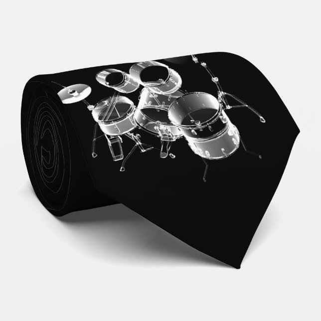 Metal Drum Set Personalized Neck Tie (Rolled)