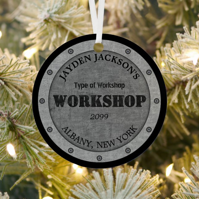 Metal Effect Shop Workshop Shed Man Cave Metal Ornament (Insitu)