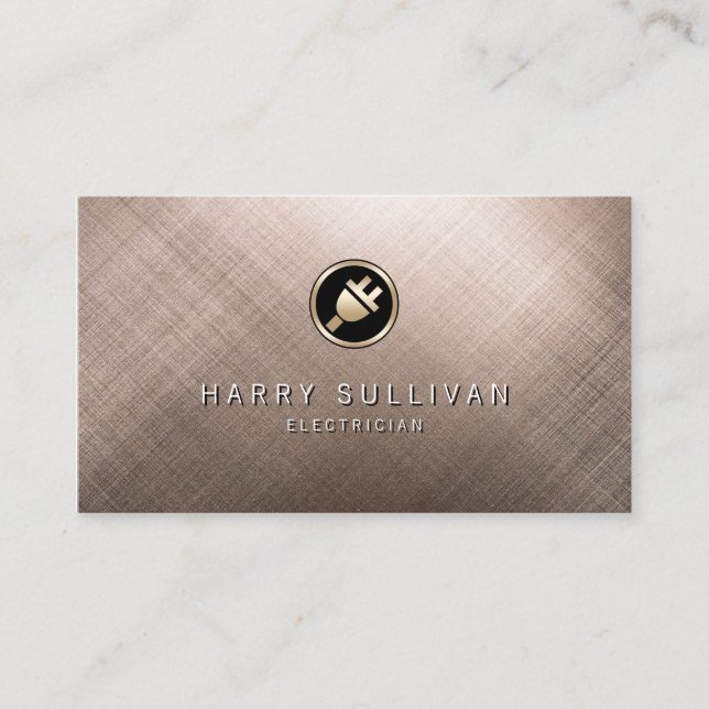 Metal Electric Plug Icon Electrician Business Card (Front)