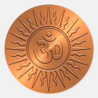 Metal Embossed Decorative Om Sign Classic Round Sticker