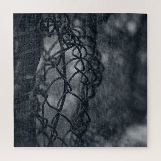 Metal fence grid fine art jigsaw puzzle (Vertical)