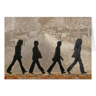 Metal Figures in Front Of Painted Mural ~ Abbey Rd Cards