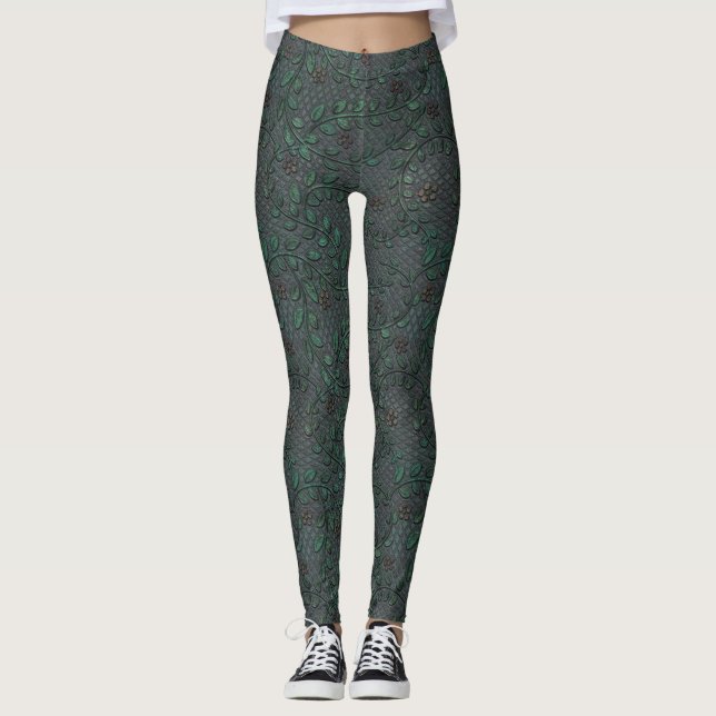 Metal Floral V Leggings (Front)