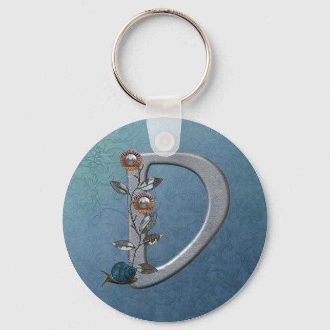 Metal Flowers Monogram D Keychain (Front)