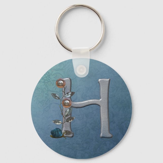Metal Flowers Monogram H Keychain (Front)