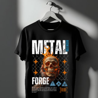 Metal Forge Flaming Skull Industrial Streetwear T-Shirt