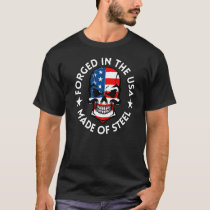 Metal Forging American Flag Skull Knifemaking Blac T-Shirt