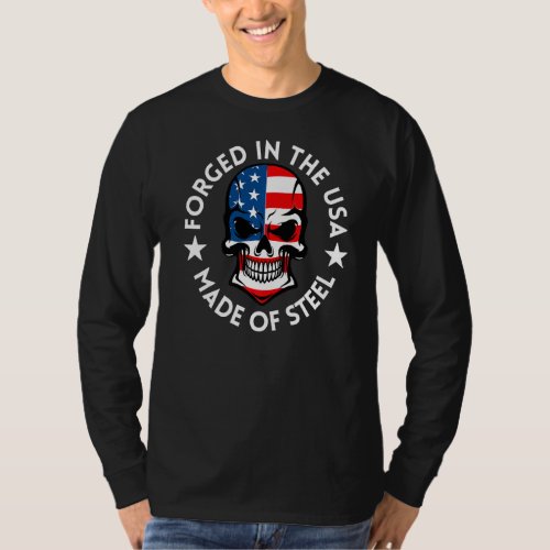 Metal Forging American Flag Skull Knifemaking Blac T_Shirt