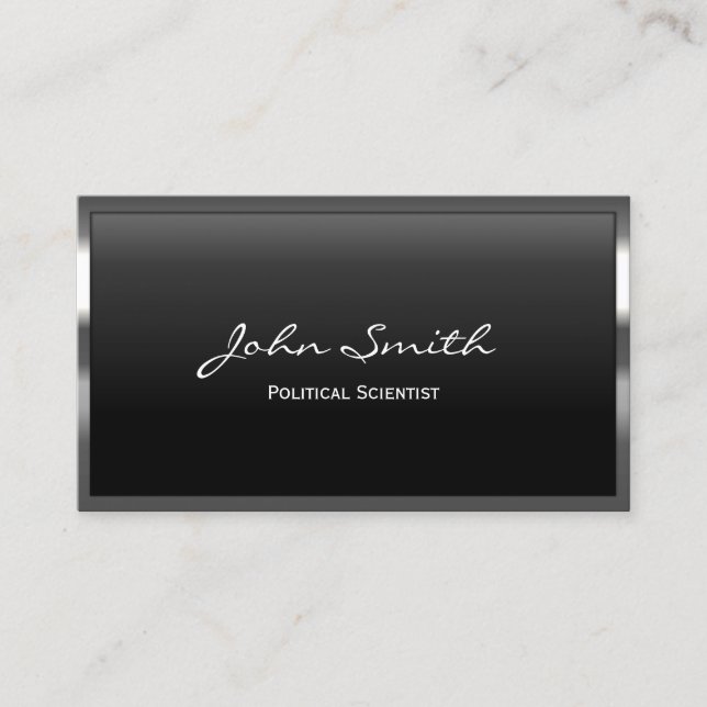 Metal Framed Political Scientist Professional Business Card (Front)