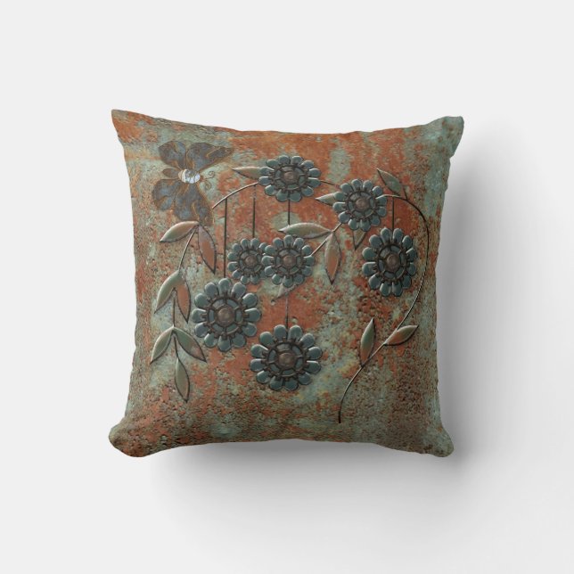 Metal Garden Print Throw Pillow (Front)