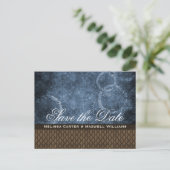 Metal Gear Save the Date Postcard, Blue Announcement Postcard (Standing Front)