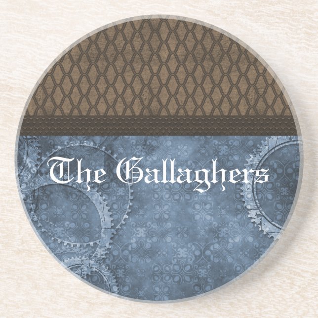 Metal Gear Steampunk Coaster, Blue Sandstone Coaster (Front)