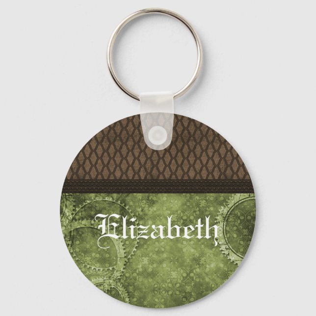 Metal Gear Steampunk Keychain, Green Keychain (Front)