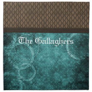 Metal Gear Steampunk Napkins, Teal Cloth Napkin