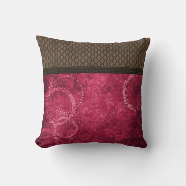 Metal Gear Steampunk Pillow, Pink Throw Pillow (Front)