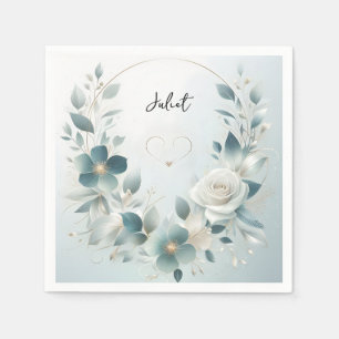 Metal Glam Shiny High End Silver Bridal Shower Napkins