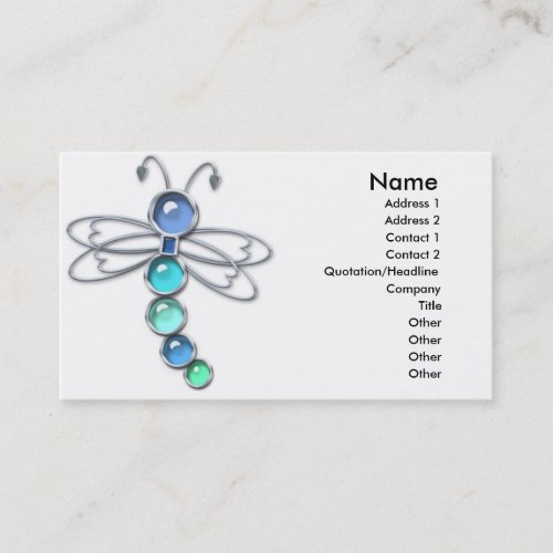 Metal &amp; Glass Dragonfly Business Card