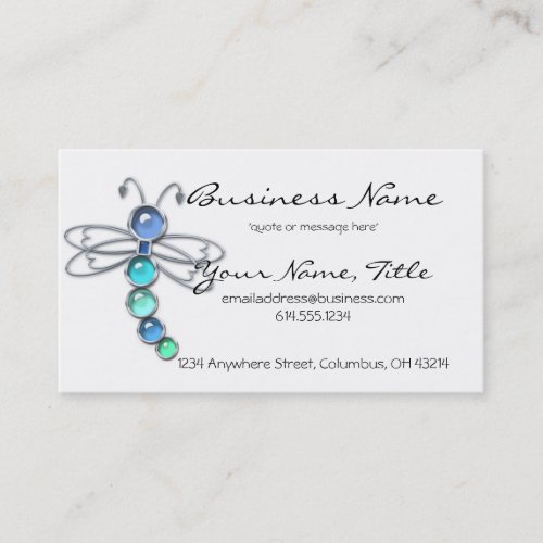Metal &amp; Glass Dragonfly Design 2 Business Cards