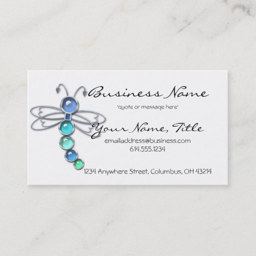 Customizable Metal &amp; Glass Dragonfly Design 2 Business Cards