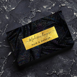 Metal Glitter Black Cloth and Faux Gold Business Card