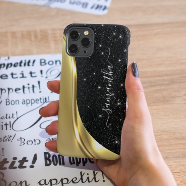 Metal Glitter Look 3-D Gold Monogram Wave   Case-Mate iPhone Case (Creator Uploaded)